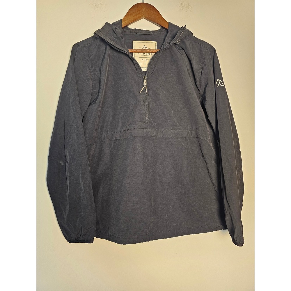 Gorpcore Alpine Design Windbreaker Anorak Mens Small Black Quarter Zip Hooded